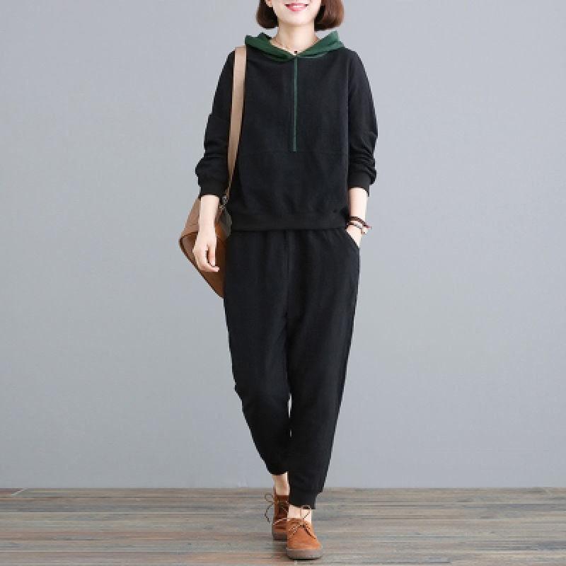 Casual Sports Suit Women's Spring Loose Korean Style Plus Size Fashionable Casual Wear Two-piece Set