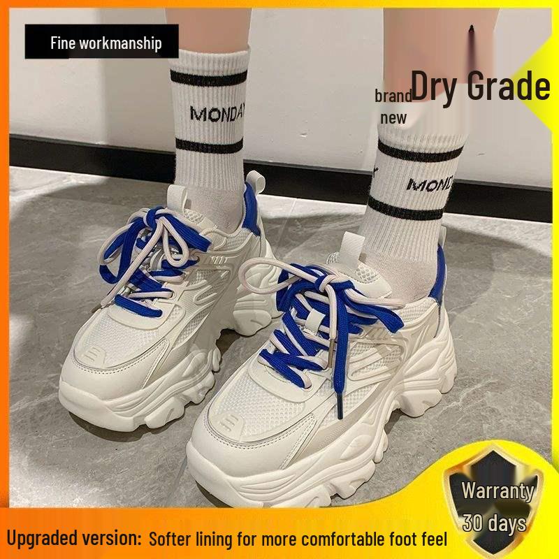 

Женские кроссовки 2025 года из крупной сетки - Весна/Лето, Дышащие, Увеличивающие рост, Трендовая спортивная обувь на толстой подошве. 39