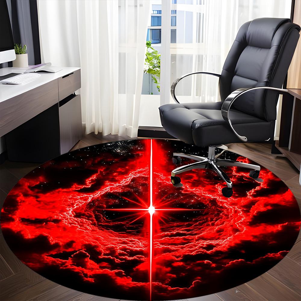 1PC Cosmic Nebula Office Round Rug, Non Slip, Soft and Durable Office Rug for Interior Decoration, Perfect for Office