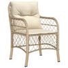 Vidaxl 7-Cz. Gartenmöbel-Set mit Kissen, Beige, Polyrattan