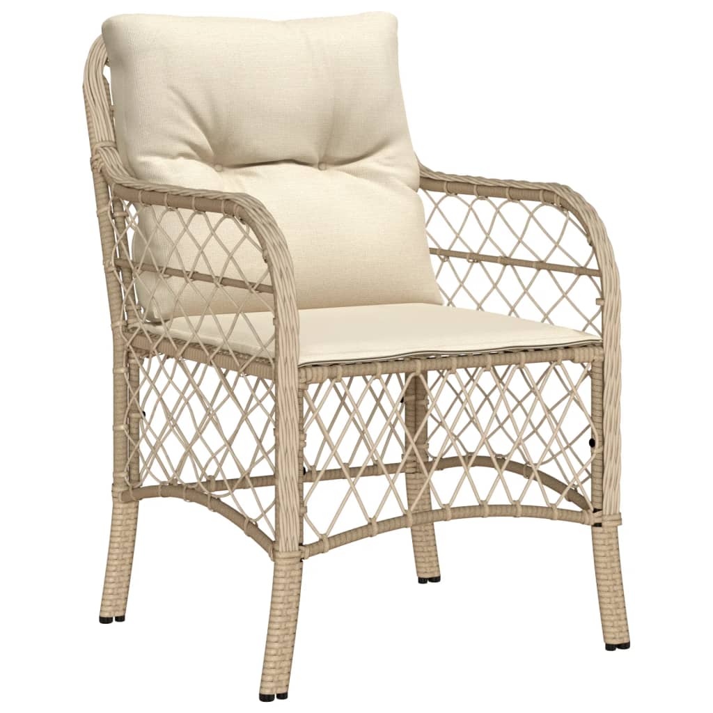 Vidaxl 7-Cz. Gartenmöbel-Set mit Kissen, Beige, Polyrattan