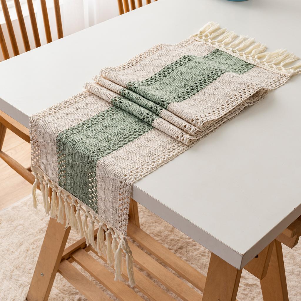 Boho Rustykalne Wesele Wieczór Panieński Kolacja Bawełniano-lniany Bieżnik na Stół