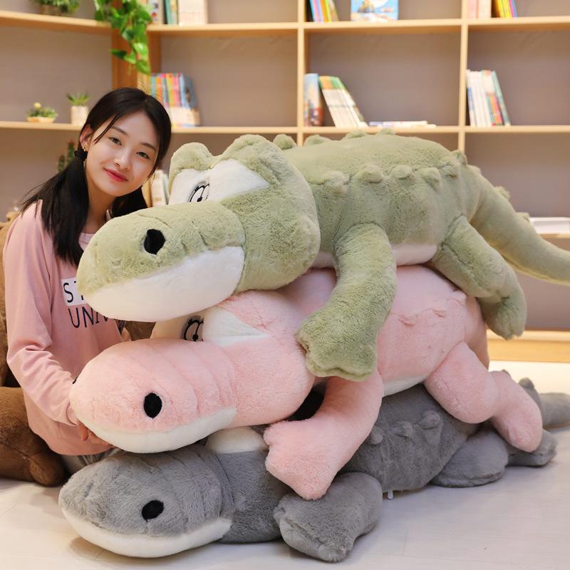 Extra-Large Crocodile and Dinosaur Plush Pillow: Perfect for Sleeping, Leg-Clamping, or Backrest