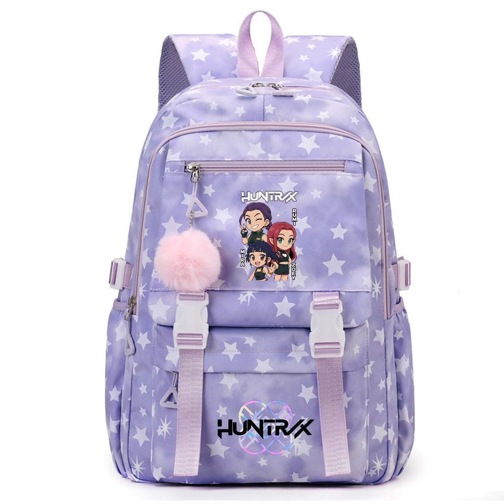 Cute Anime K-Pop Demon Hunters Printed Backpack for Teenager Student Girl Boy Bookbag Schoolbag Large Capacity Waterproof Travel Bag Gift Rucksak