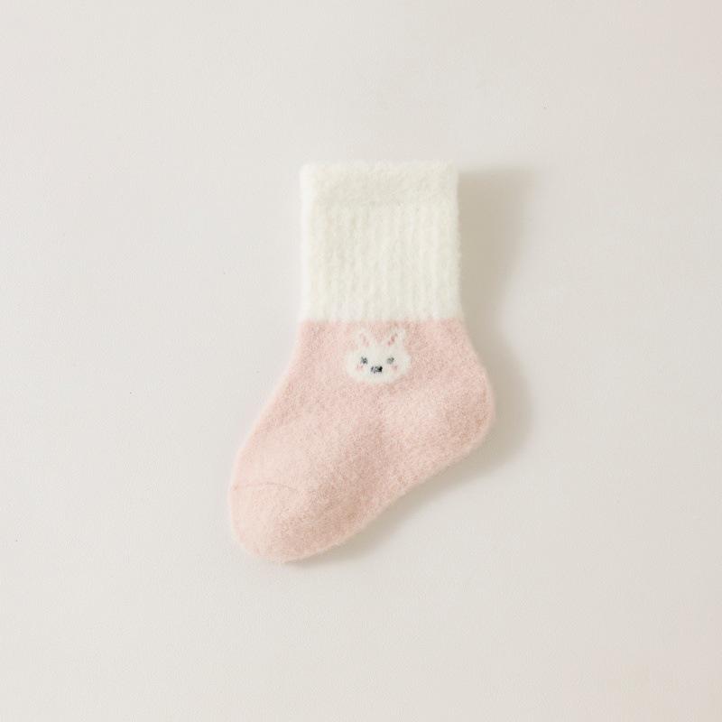 Mink Cashmere Thick Winter Mid-Calf Socks: Warm, Velvet-Lined, Solid Colors for Boys & Girls