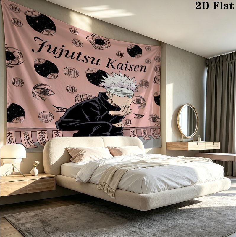 Arazzo da Parete Jujutsu Kaisen Appeso Estetico alla Parete Coperta in Tessuto Stampato Arazzi Decorativi per Camera da Letto Soggiorno Decorazione per la Casa
