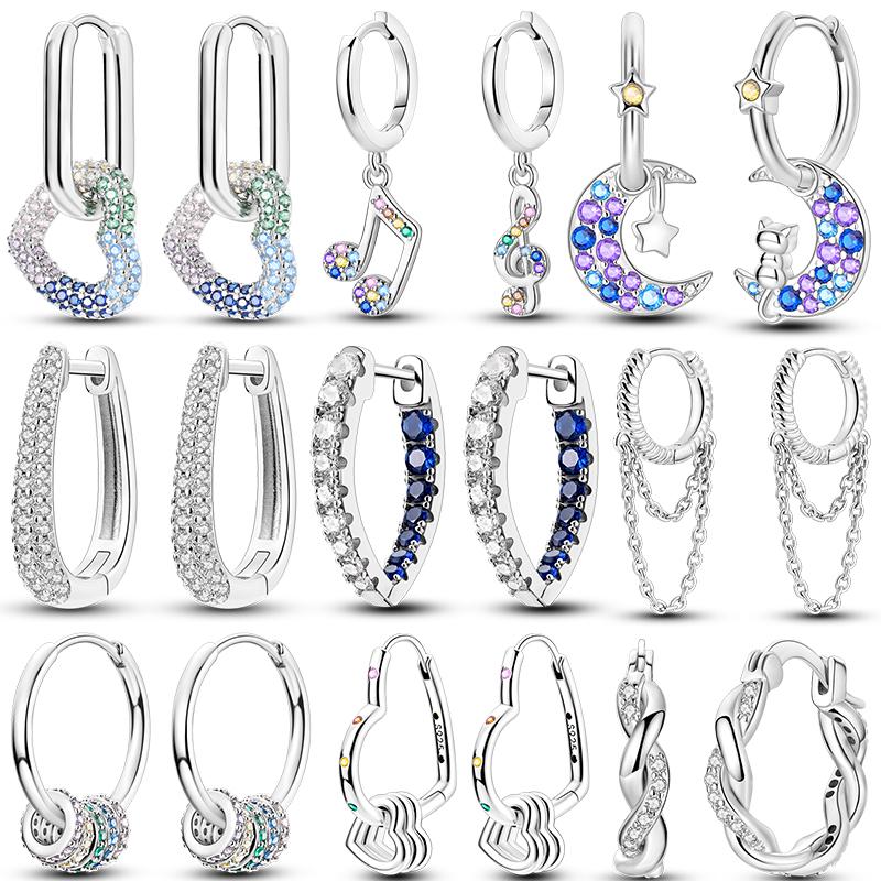 

Новые серьги-кольца из стерлингового серебра 925 пробы для женщин, Pendientes, циркон, в форме сердца, серьги-капельки, оригинальные серьги, модные украшения