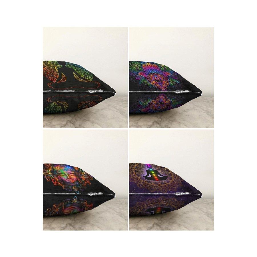 4-teiliges doppelseitiges, digital bedrucktes Kissenbezug-Set