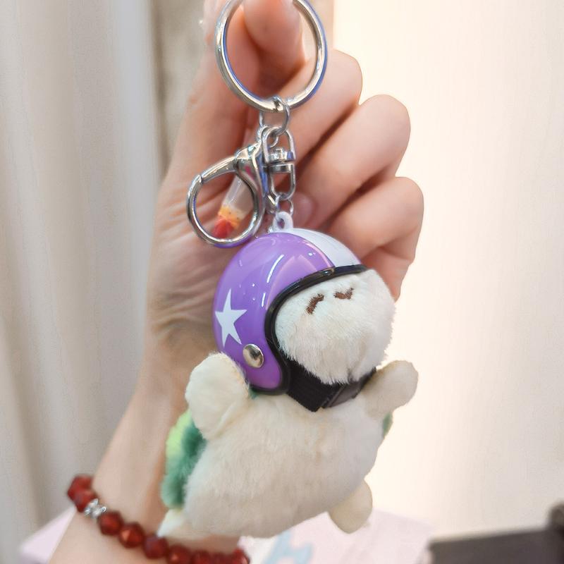1Pcs Animal Ornament Car Exquisite Decoration Helmet Sea Turtle Keychain Purse Bag Charm Plush Pendant Keyholder