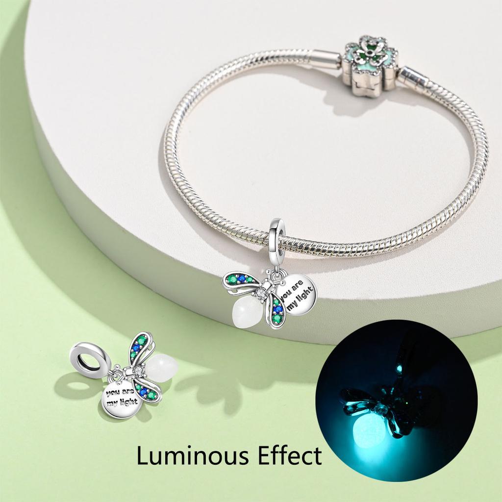 New 925 Silver Original Luminous Chameleon Firefly Beaded Jewelry Bead Bracelet