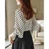 Camicetta Demana Retro Francese a Pois con Scollo a Dolcevita