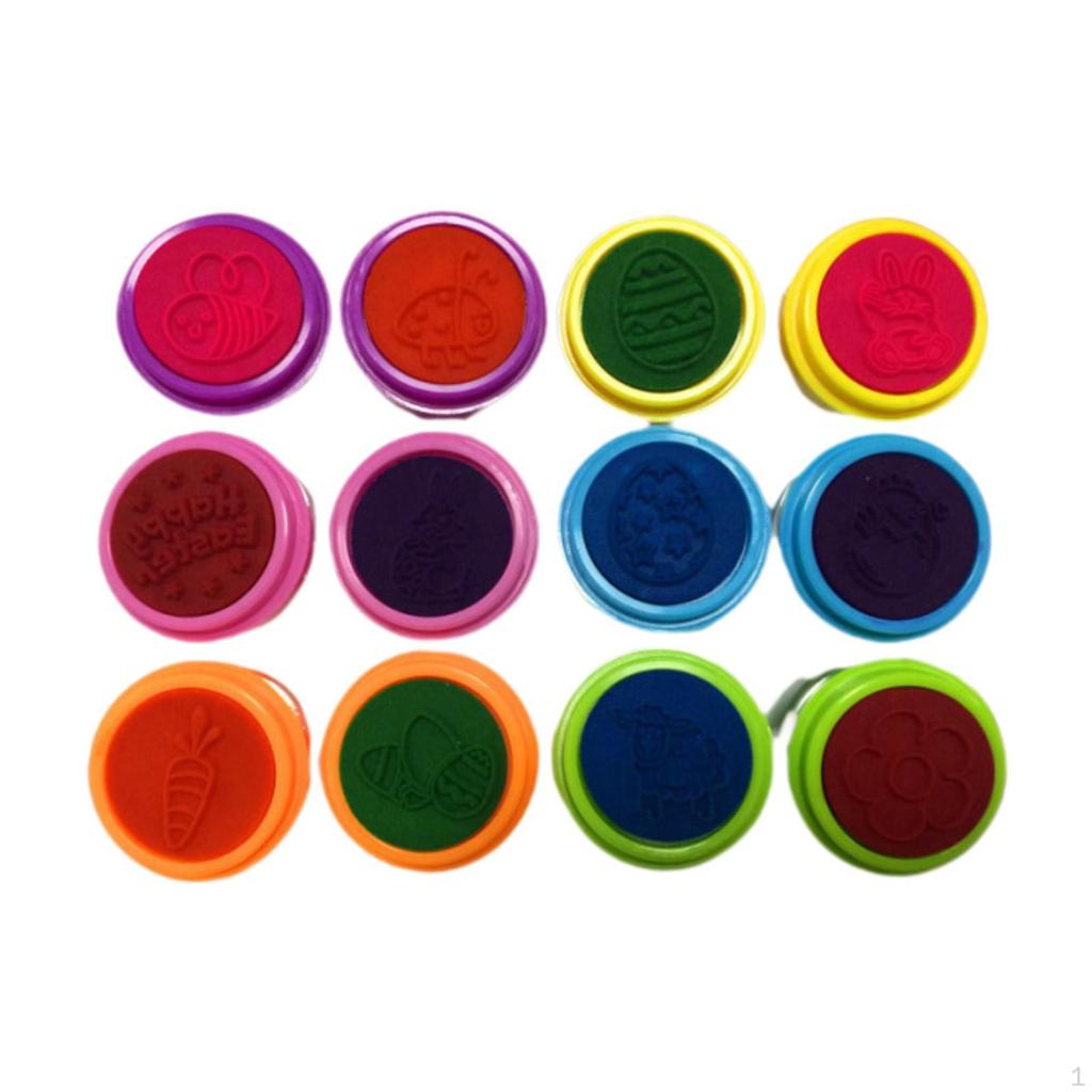 12Pcs Easter Egg Stampers Toys Basket Stuffers Fillers Lightweight Self Ink Stamp Stamps for