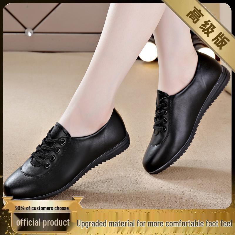 White Women's Genuine Leather Sneakers - Soft Sole, Casual Flat Shoes for Spring 2025