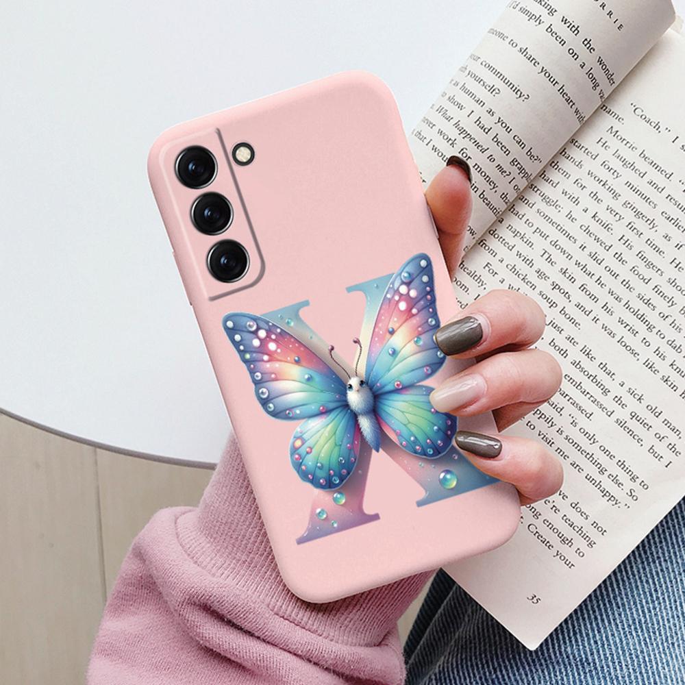 Phone Case Women For Samsung Galaxy S21 FE S22 Plus Girls Bumper Cover Colorful Letter Flower Butterfly Love samsang s22 Ultra
