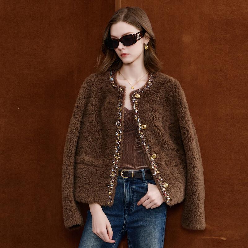 Sancai 2025 Winter Wool Blend Fur Coat