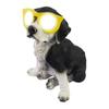Solar Dog Statue with Glasses Resin Puppy Solar Lamp Garden Decor Solar Powered Dog Light for Home Yard Patio Lawn Pathway