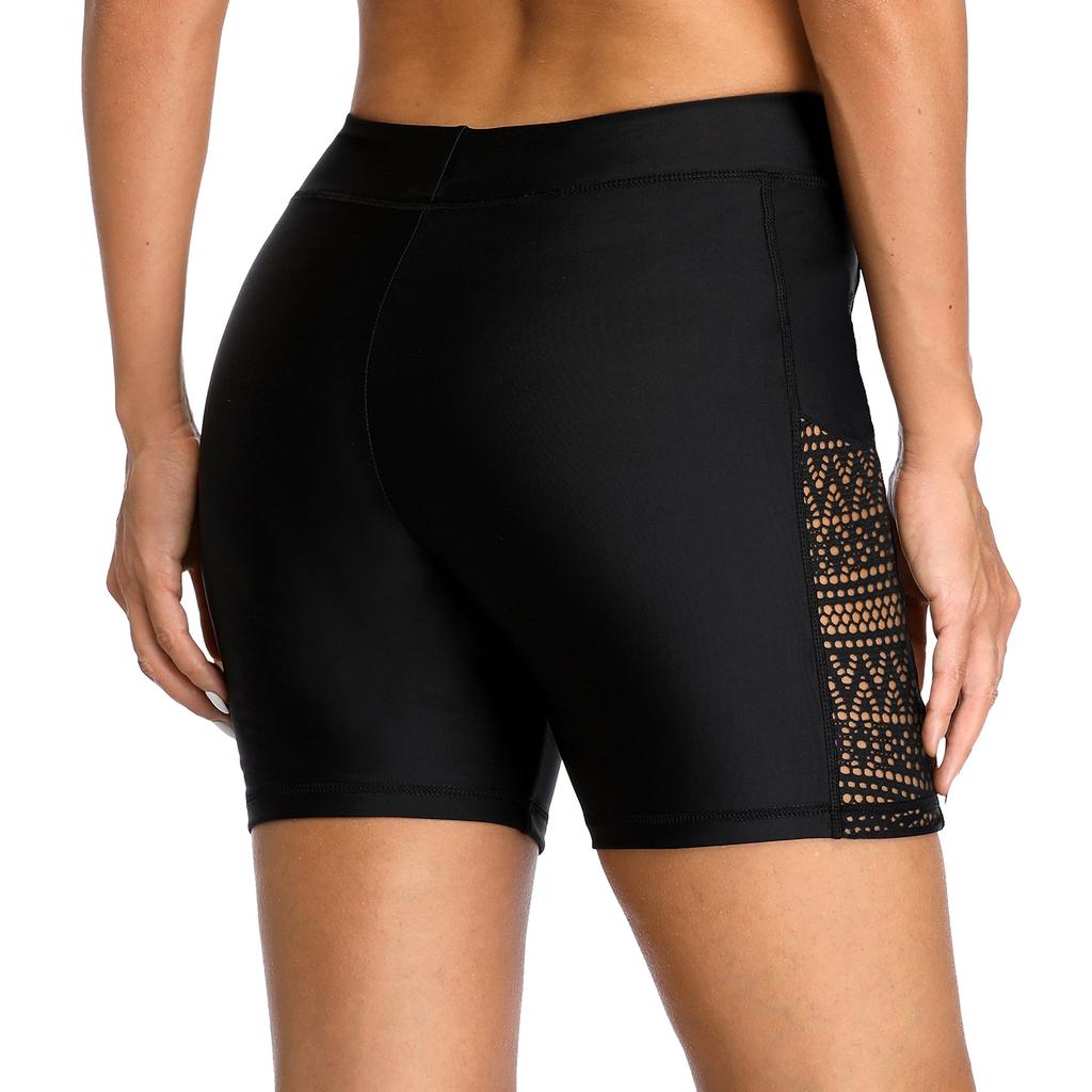 Charmleaks Dámské koupací šortky s vysokým pasem Hollow Out plavky Spodní část bikin Spodní část plavek Kalhotky Rozdělené plavky