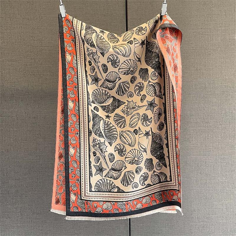 Design Floral Printed Cashmere Scarf Women Winter Pashmina Shawls And Wraps Thick Warm Bufanda Stoles Blanket Luxury