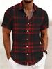 2026 Vintage Estate Uomo Camicie a Quadri Geometrici a Griglia Manica Corta Collo a Revers Stampa 3D Camicie Hawaiane per Vacanze Abbigliamento Casual da Uomo