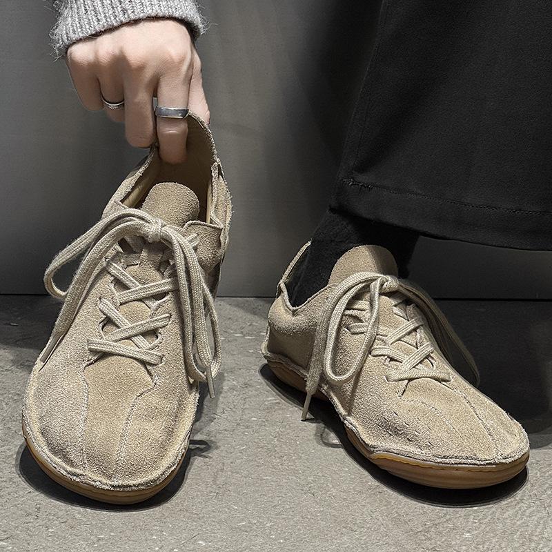 Richangde training shoes men's and women's lazy simple and versatile flat-bottomed casual lace-up shoes 25690 yellow, green-J