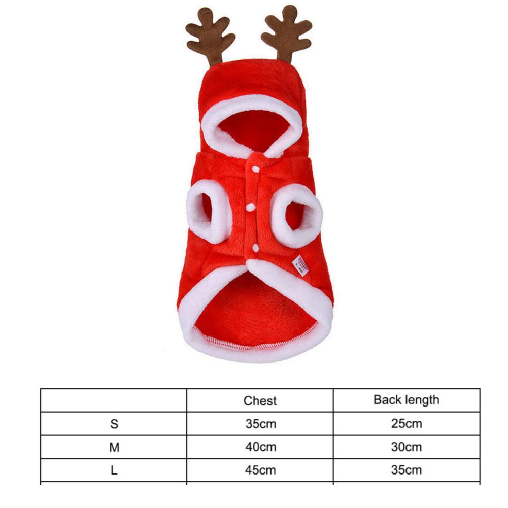 

1PC Cat Christmas Clothes Winter Warm Pet Clothes for Small Dogs Elk Santa Claus Dog Cats Coat Hoodies Christmas Dogs Costume S червоний