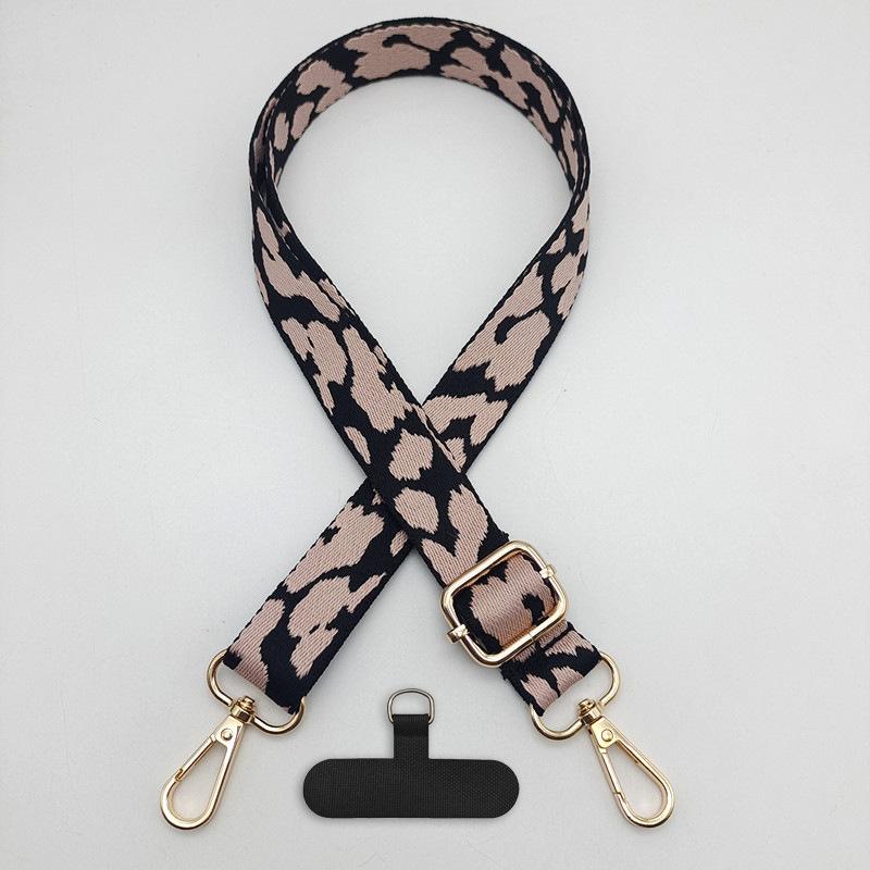Retro Leopard Print Mobile Phone Bag Lanyard Adjustable Length Crossbody Neck Rope Anti-drop Universal Luggage Shoulder Strap