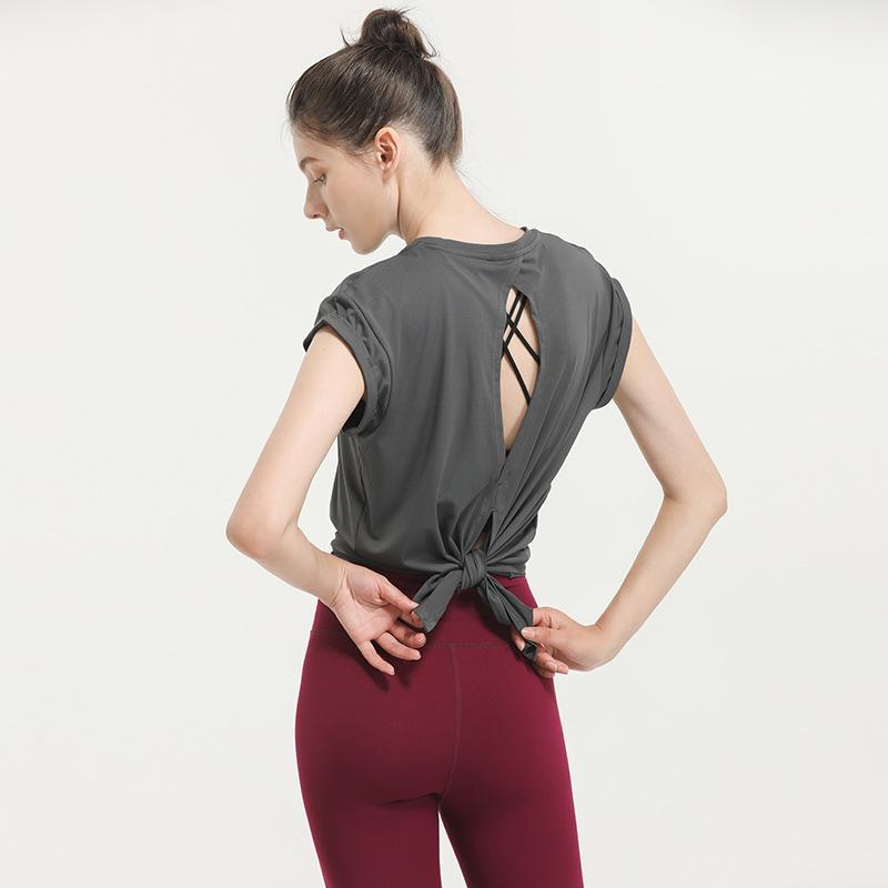Women's Quick-Dry Sports T-shirt with Stylish Back Design for Yoga and Fitness