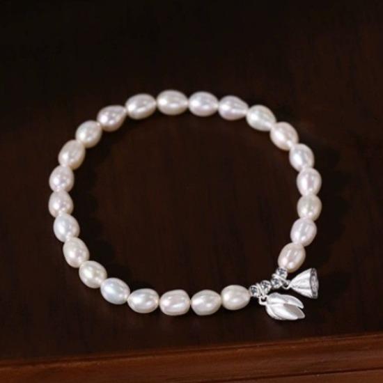 Two Worlds Love Pearl Lotus Couple Bracelet Ins Fashion Versatile Jewelry Valentine's Day Gift
