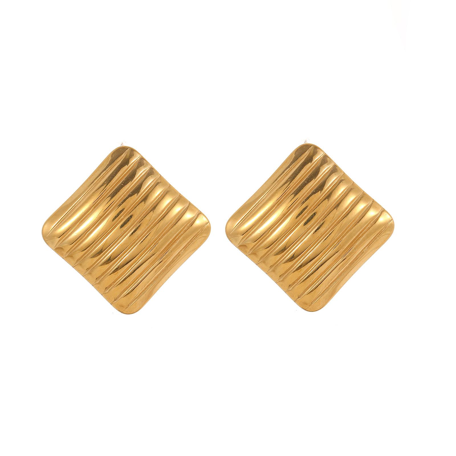 

Темпераментные квадратные полосатые серьги-гвоздики из нержавеющей стали, преувеличенные, легкие, роскошные, высококачественные серьги, не выцветают