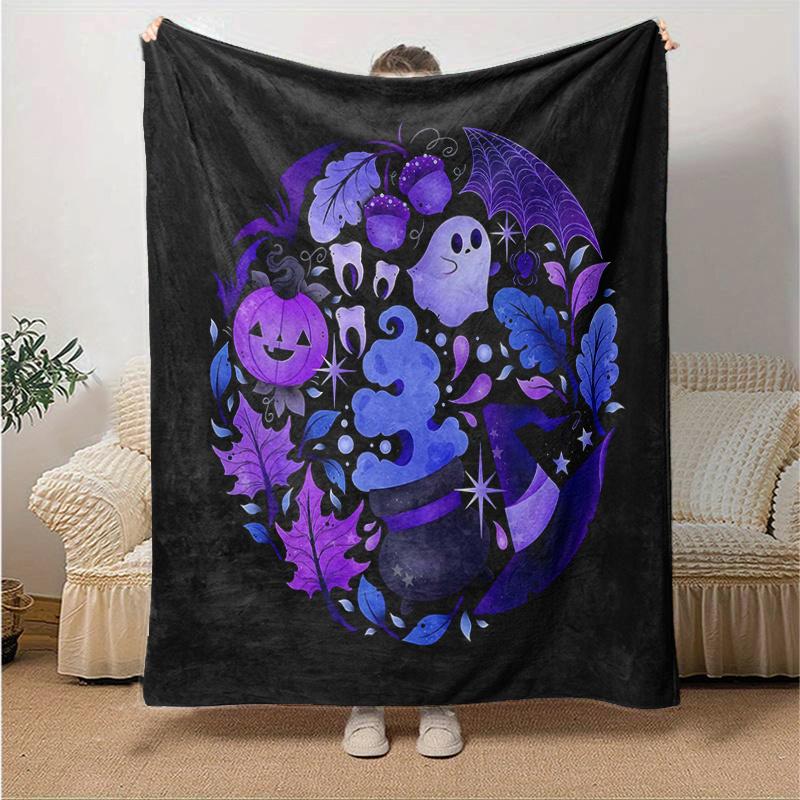 

1pc Ghost Pumpkin Halloween Ideas Blanket, Home Decorative for All Seasons, Living Room, Travel, Camping, Car Blankets 80x120cm