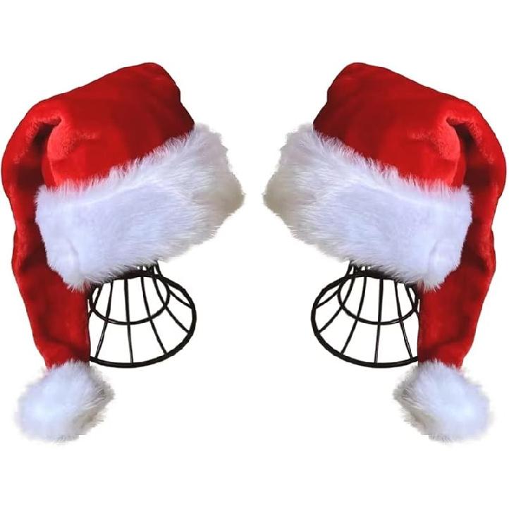 Santa Hat - Adults Deluxe Xmas Christmas Hat Pack 2 pcs красный