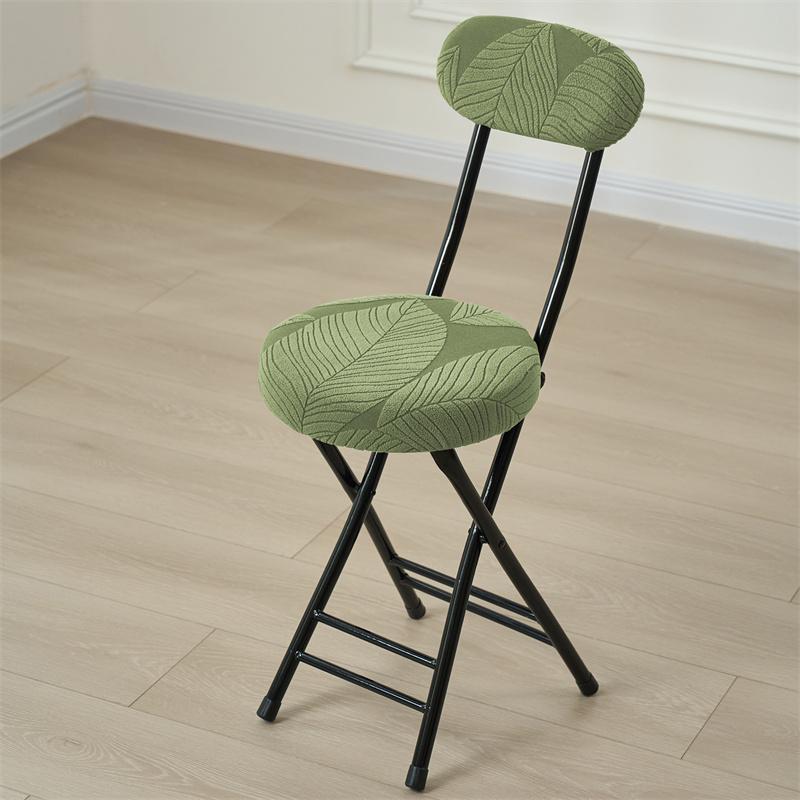 Solid Color Folding Stool Cover Stretch Round Chair Slipcover Household Backrest Chair Covers for Dining Room Office