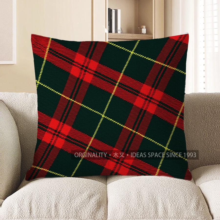 Home Decor Vibrant Plaid Pattern Throw Pillow For Home Pattern Cushion Cover Suitable For Sofa Bedroom Car Pillow Cover