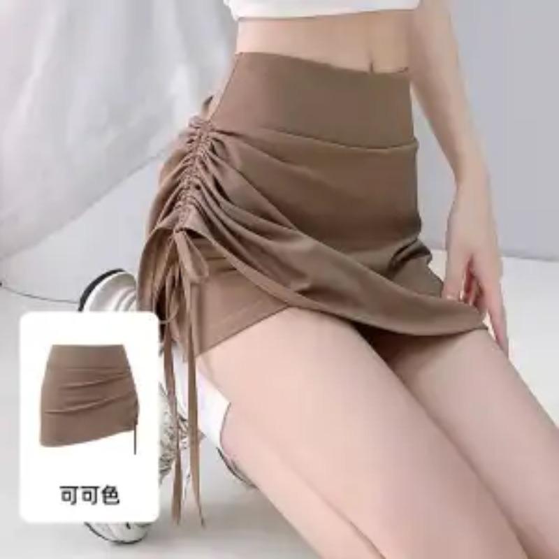 Women's High Waist Drawstring Skort Casual Ruched Mini Skirt with Built-in Shorts