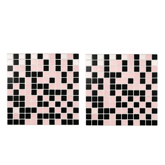 2Pcs 3D Mosaic Tile Sticker, 11.8 x 11.8 Inch Removable Wallpaper Tile, 3D Self Adhesive Wall Tiles, Bathroom Wall Tiles for Kitchen Backsplash, PVC