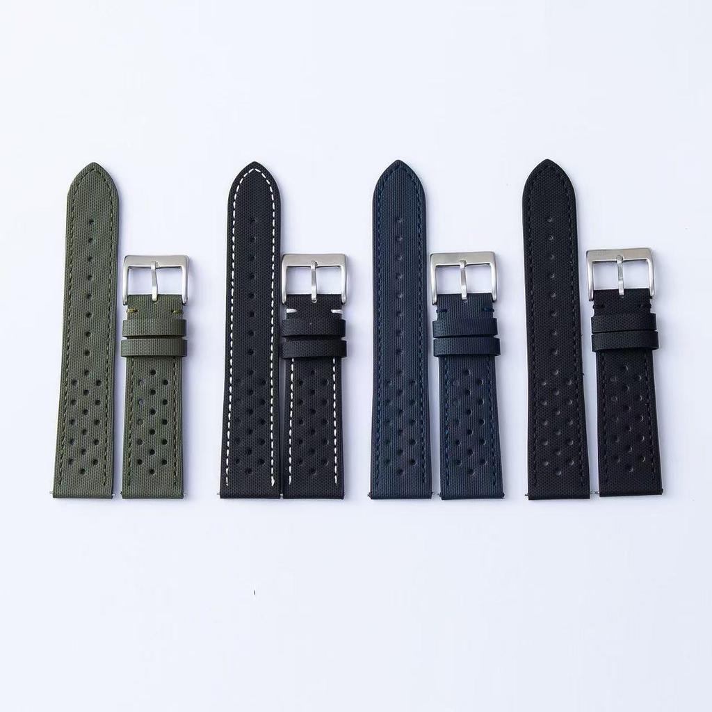 Nylon Carbon Fiber Multi-hole Breathable Watch Band - Unisex Business Style Strap
