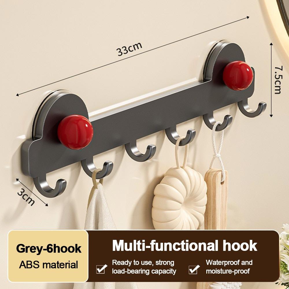 Plastic Bathroom Towel Holder Single Row Suction Cup Clothes Hanger Hook Simply Storage Convenient Coat Rack