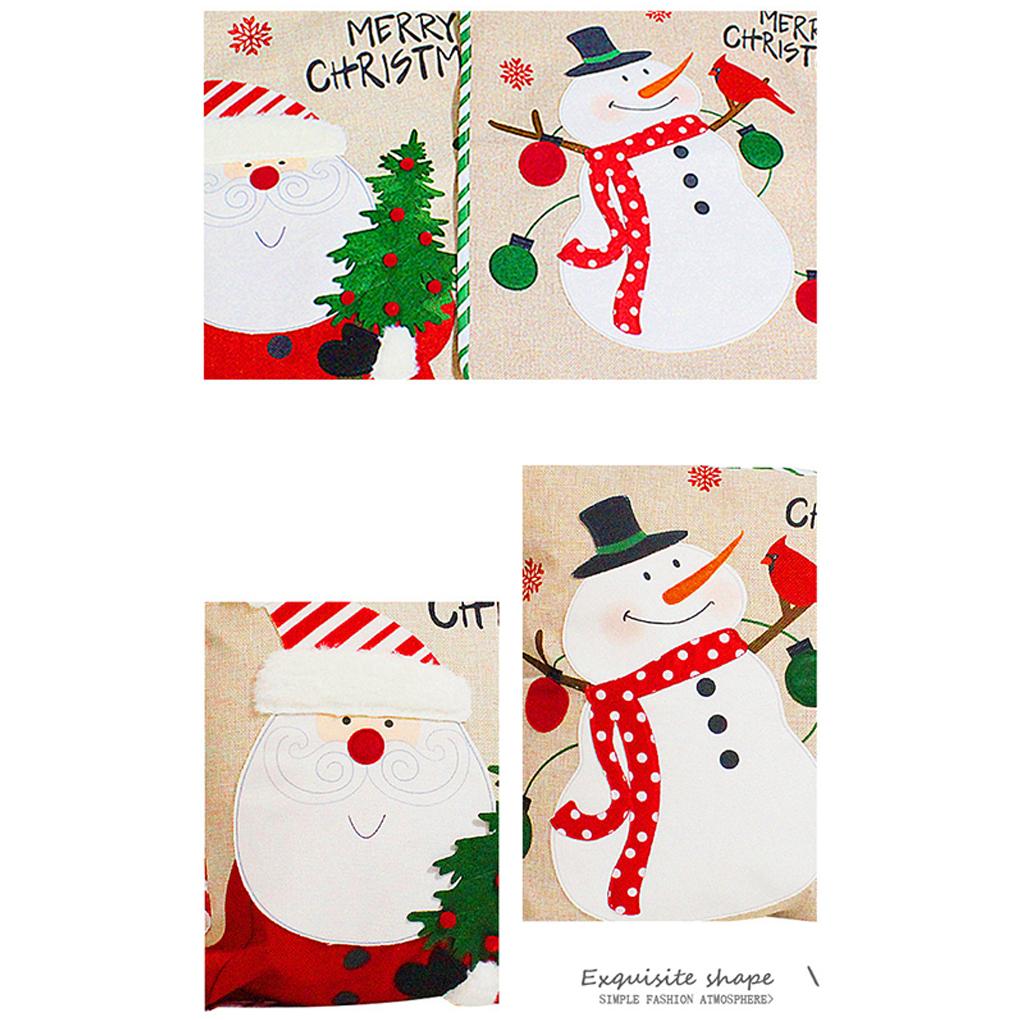Christmas Cushion Covers Santa Claus Hugging Pillowcase Linen Embroidery Sofa Printing Pillow Cover Party Home Hotel Car