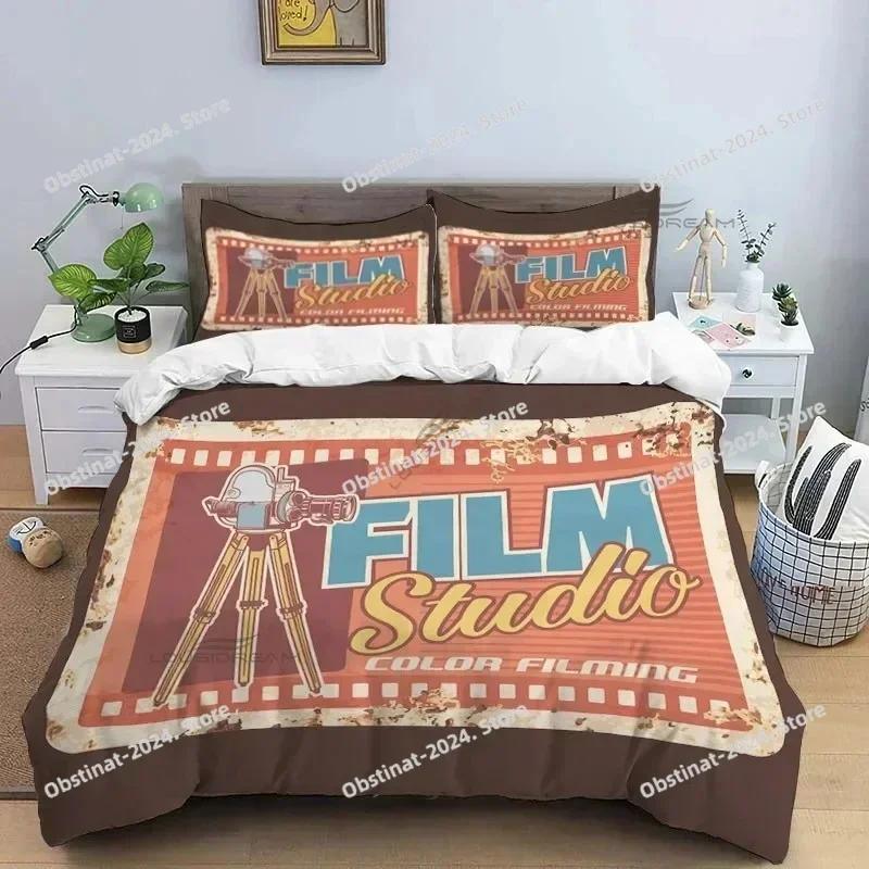 Movie Film Clap Board Patterns Bedding Set Printed Single Comforter Quilt Duvet Cover Pillow Case 3 Pieces Sets Kids Adult Size
