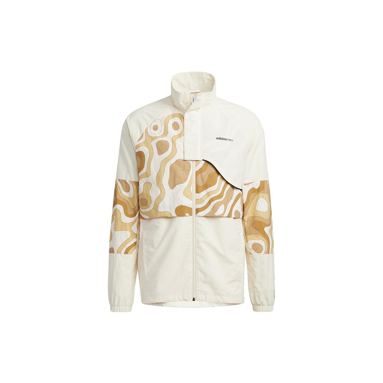 Men s adidas neo Cg Jk2 Contrast Color Stitching Sports Stand Collar Logo Jacket Creamy White HE7945 M
