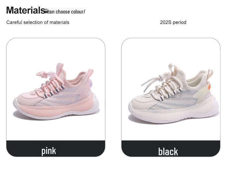 2025 Girls' Soft Sole Mesh Sneakers - Breathable, Non-Slip for Spring & Autumn