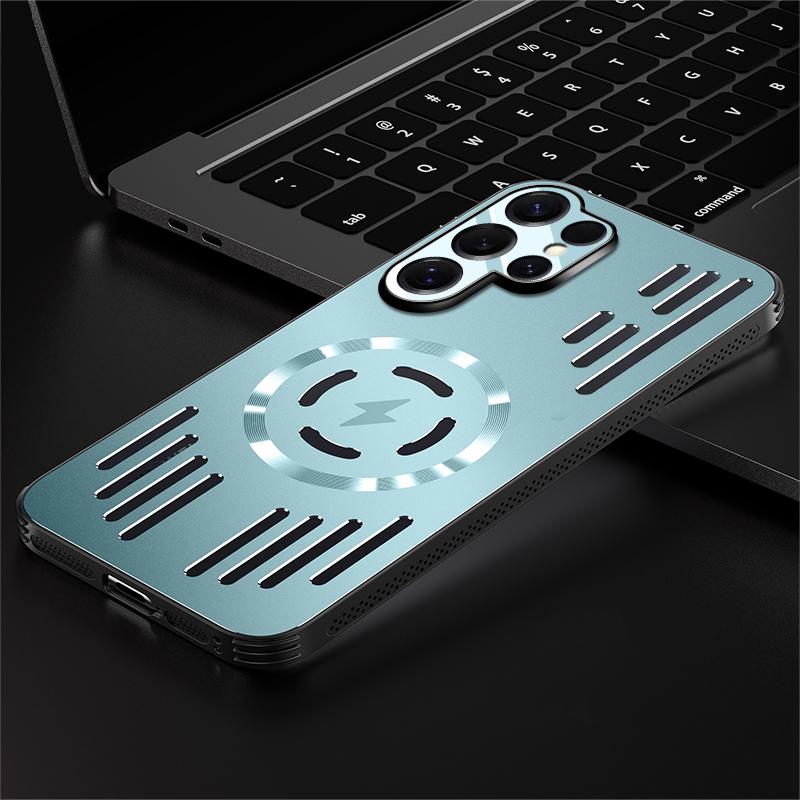 Hard Metal Heat Dissipation Magnetic Wireless Charger Cover For Samsung Galaxy S25 Plus Ultra S25Ultra Cool Protective Back Case