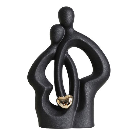 Ceramic Couple Statue Hugging Kissing Lover Figurine for TV Stand Shelf Decor Romantic Couple Heart Sculpture for Wedding Anniversary Gift