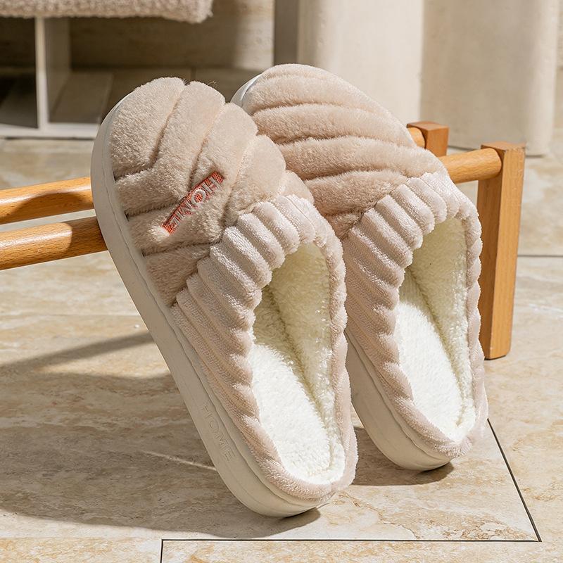 2025 new plush cotton slippers winter home indoor warm shoes non-slip thick-soled cotton slippers