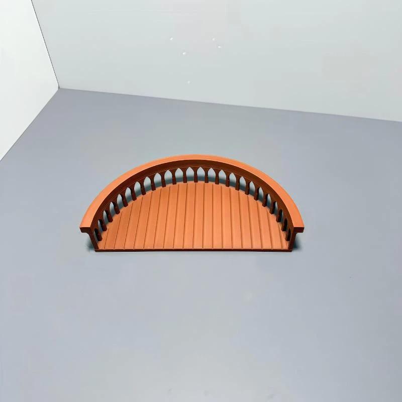 

1Pcs Semi Circular Balcony Miniature Building Model Accessory Dollhouse Simulation European Wall Mounted Storage Rack Decor A3