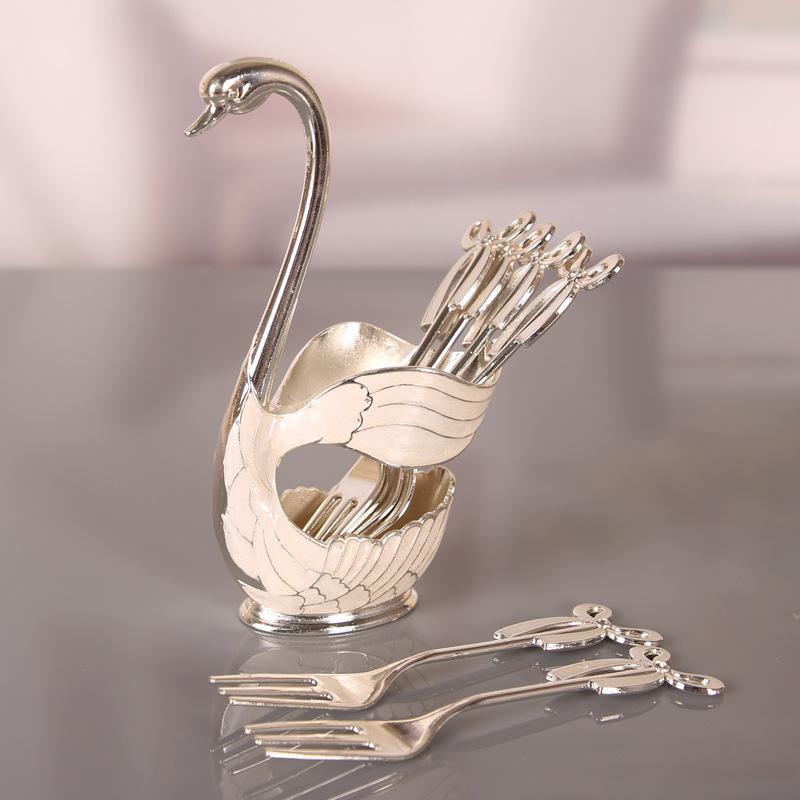 European Retro Coffee Spoon Creative Cygnus Stirring Spoon Mini Dessert Spoon Household Exquisite High-end Fruit Fork