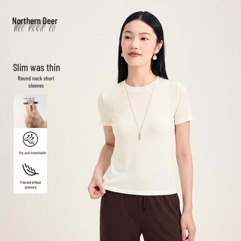 Beifanglu Women s Tencel Wool Blend Short Sleeve T-shirt 2XL