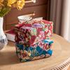 1PC Flower Embroidery Storage Bag, Chinese Style Fabric Drawer, Desktop Creative Tissue Bag, Home Decoration