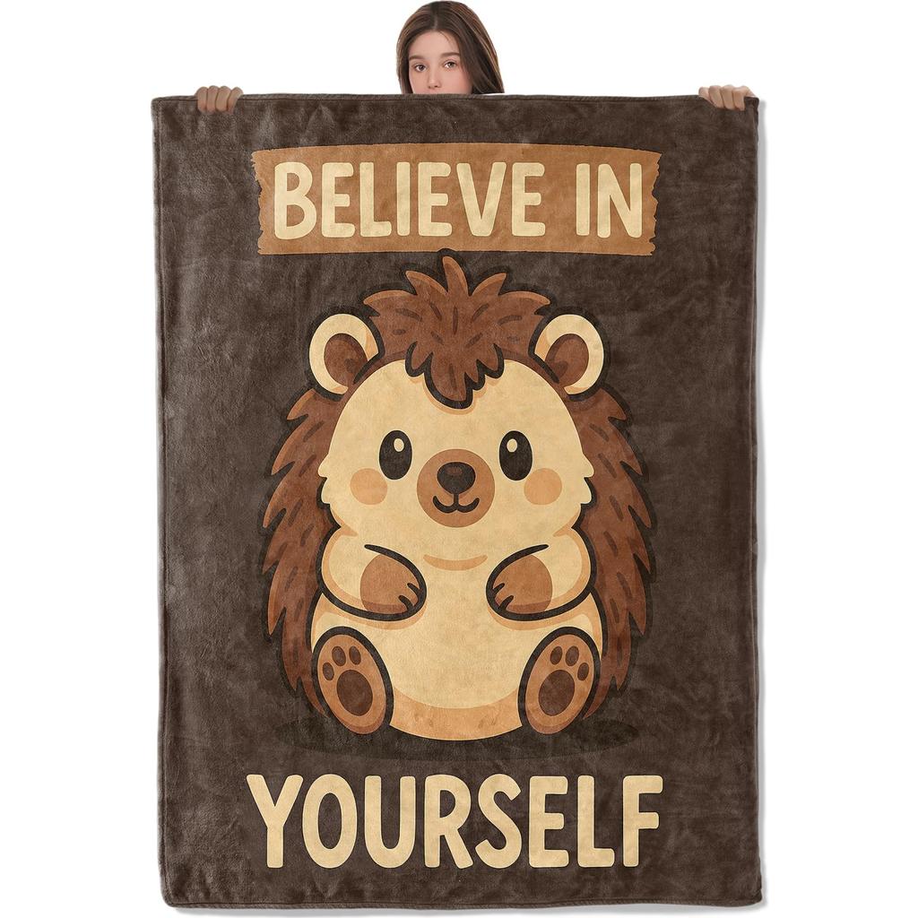 Cute Hedgehog Throw Blanket Super Soft Cozy Lightweight Fuzzy Comfy Flannel Blanket Plush for Couch, Sofa, Bed, Travel, Camping