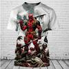 Pánské minimalistické 3D tričko Deadpool Marvel personalizovaný potisk Harajuku ležérní styl letní krátké prodyšné a pohodlné
